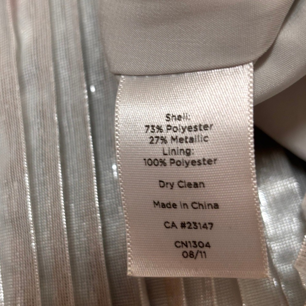 Talbots Metallic Pleated Shimmer Midi Skirt 4 Silver - Picture 5 of 7